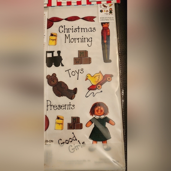 Lot 12 Sheets -Rub-On Christmas Transfers Santa Snowman Angel Stocking Alphabet - Picture 10 of 16